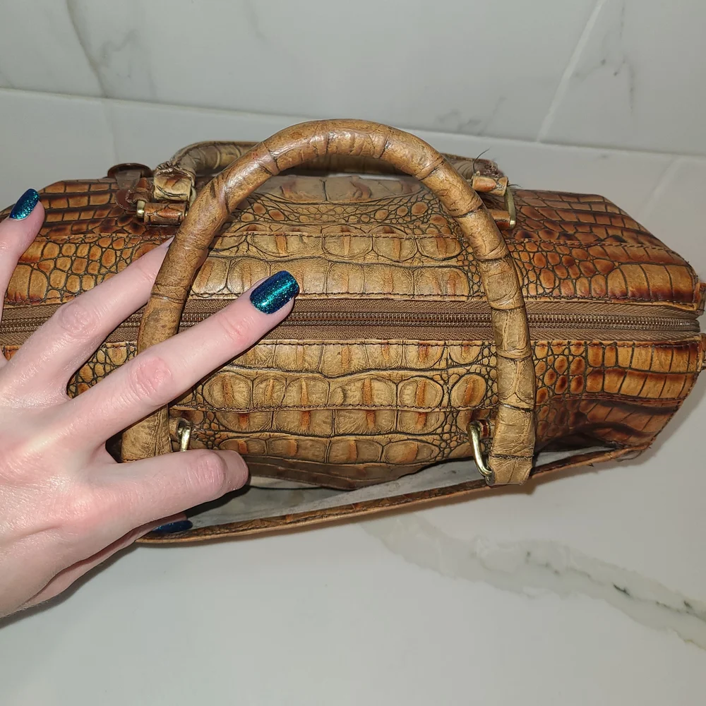 Brahmin Vintage Toasted Almond Melbourne Stacey Boston Satchel Shoulder Bag